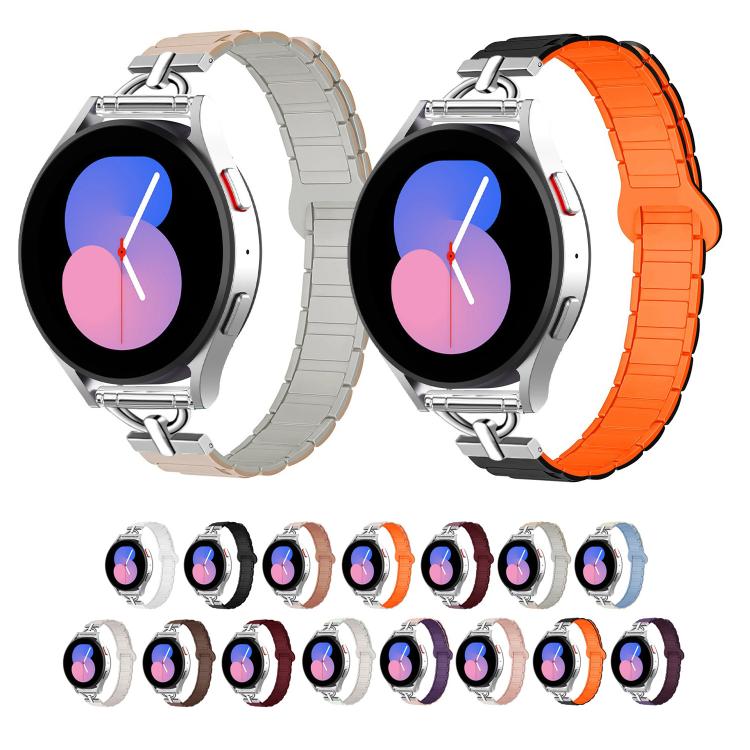 22mm D-shaped Tri-beads Magnetic Silicone Watch Band