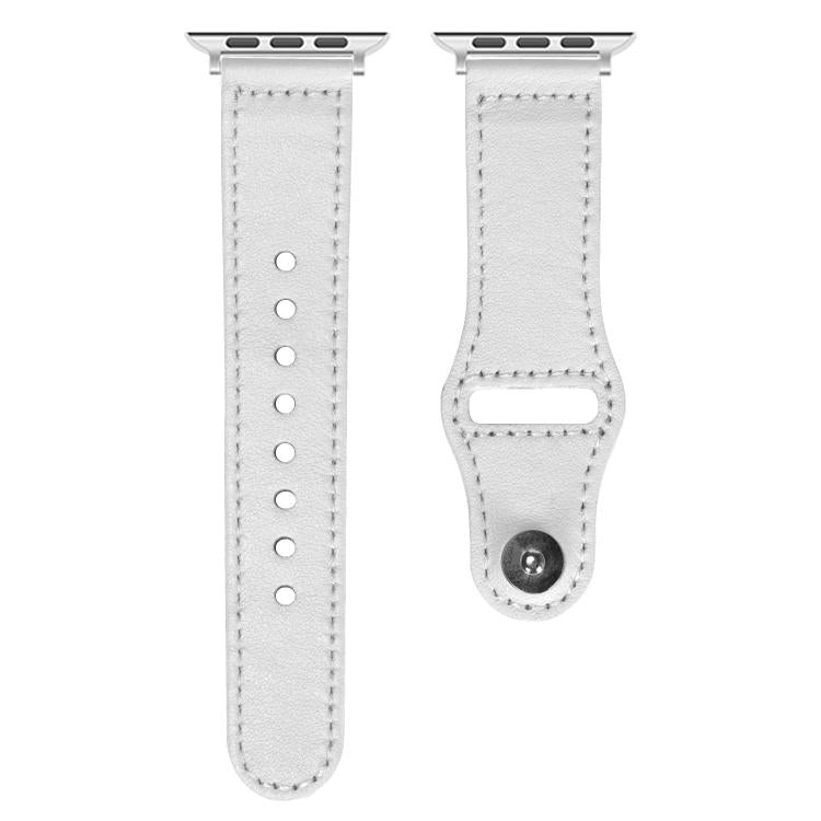 For Apple Watch 46mm / 49mm / 45mm / 44mm Reverse Buckle Genuine Leather Watch Band