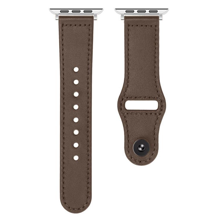For Apple Watch 46mm / 49mm / 45mm / 44mm Reverse Buckle Genuine Leather Watch Band
