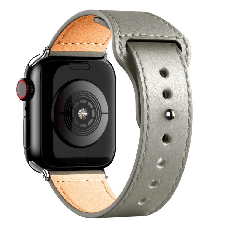 For Apple Watch 46mm / 49mm / 45mm / 44mm Reverse Buckle Genuine Leather Watch Band