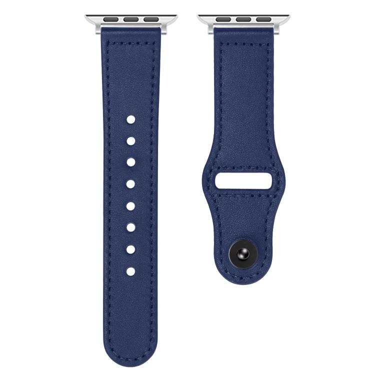 For Apple Watch 46mm / 49mm / 45mm / 44mm Reverse Buckle Genuine Leather Watch Band