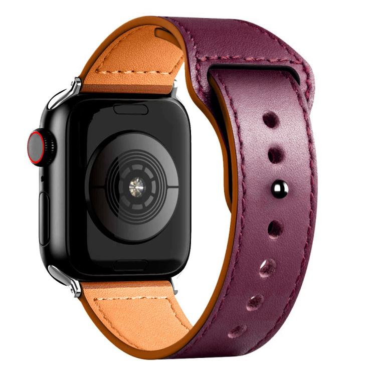 For Apple Watch 42mm / 41mm / 40mm / 38mm Reverse Buckle Genuine Leather Watch Band