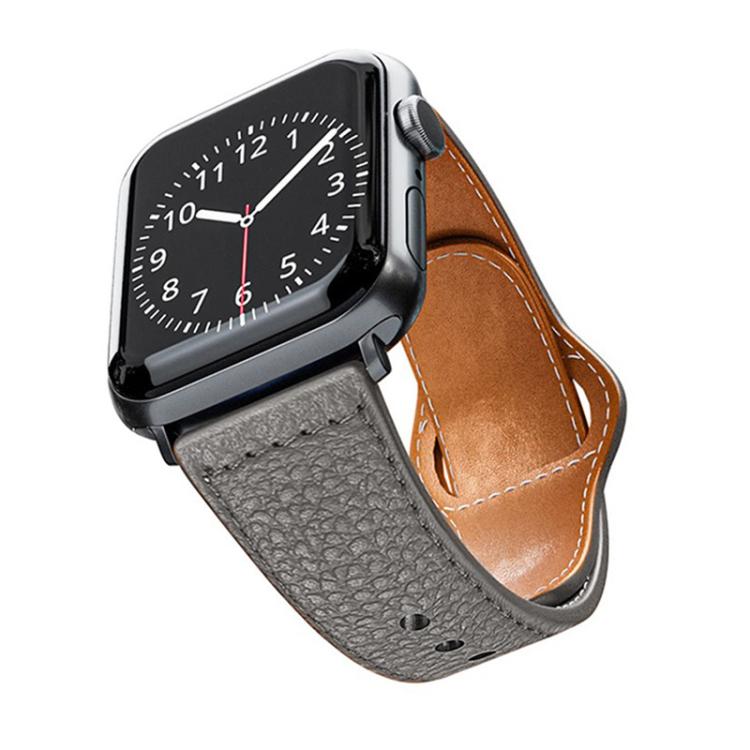 For Apple Watch 42mm / 41mm / 40mm / 38mm Reverse Buckle Litchi Genuine Leather Watch Band