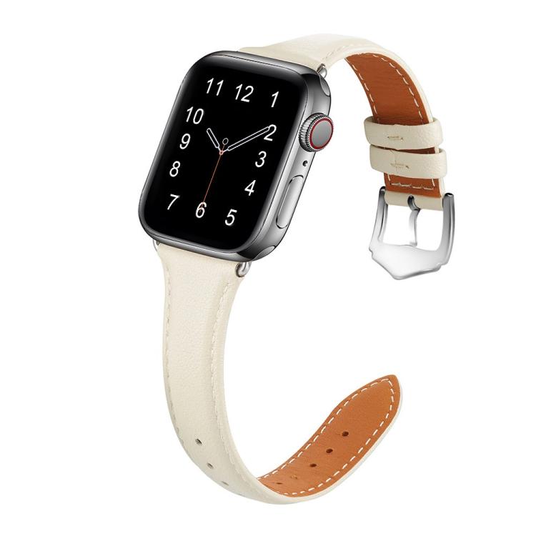 For Apple Watch 46mm / 49mm / 45mm / 44mm Small Waist Drop Buckle Genuine Leather Watch Band