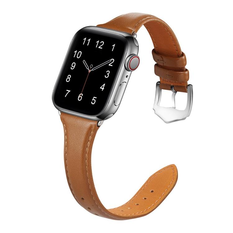 For Apple Watch 46mm / 49mm / 45mm / 44mm Small Waist Drop Buckle Genuine Leather Watch Band