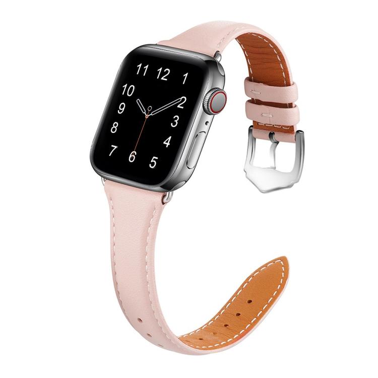 For Apple Watch 42mm / 41mm / 40mm / 38mm Small Waist Drop Buckle Genuine Leather Watch Band