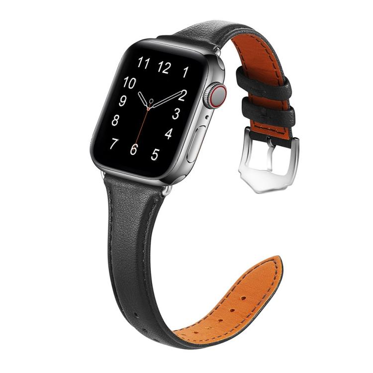 For Apple Watch 42mm / 41mm / 40mm / 38mm Small Waist Drop Buckle Genuine Leather Watch Band