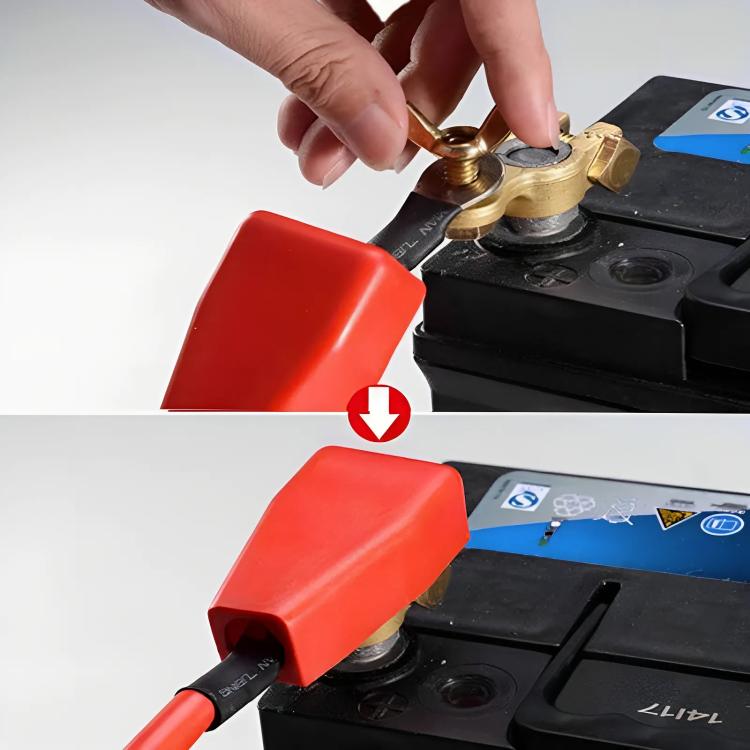 2pcs/Pack Car Battery Wire Terminal Protection Cover Battery Positive Negative Top Post Cap - Black Red