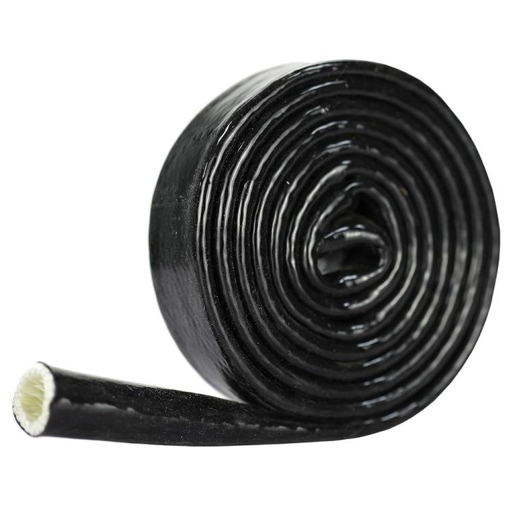 Silicone Fiberglass Fireproof Heat Shield Protective Sleeve Car Line Insulation Protection Cover, 1m Length, Diameter:12mm - Black