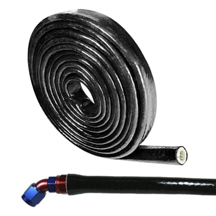 Silicone Fiberglass Fireproof Heat Shield Protective Sleeve Car Line Insulation Protection Cover, 1m Length, Diameter:10mm - Black