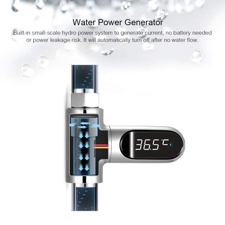 BD-LS-01 Second Generation LED Digital Display Shower Water Thermometer - Plating