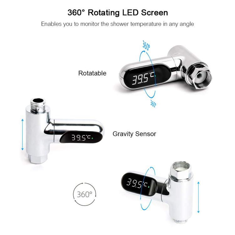 BD-LS-01 Second Generation LED Digital Display Shower Water Thermometer - Plating