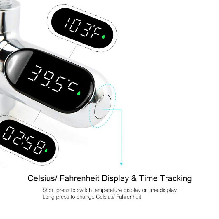BD-LS-01 Second Generation LED Digital Display Shower Water Thermometer - Plating