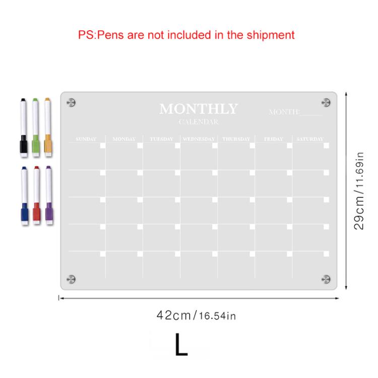 TYU370 Monthly Plan Message Board Acrylic Refrigerator Magnet Note Board, Size:42x29cm - 透明
