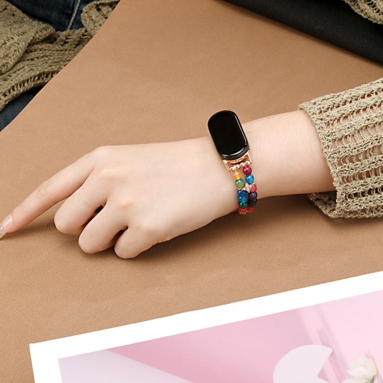 For Xiaomi Smart Band 10 / 9 / 8 Dual Row Beaded Chain Watch Band