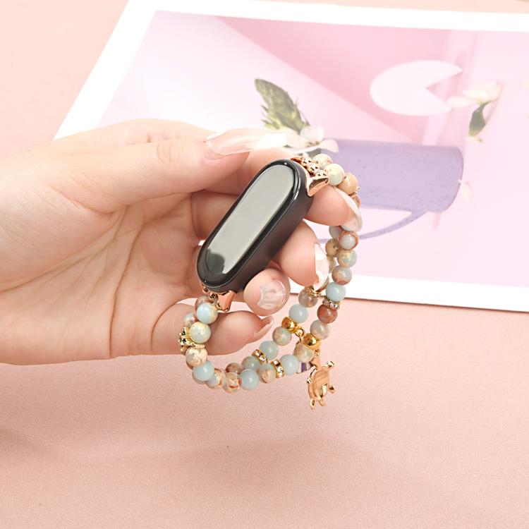 For Xiaomi Smart Band 10 / 9 / 8 Dual Row Beaded Chain Watch Band