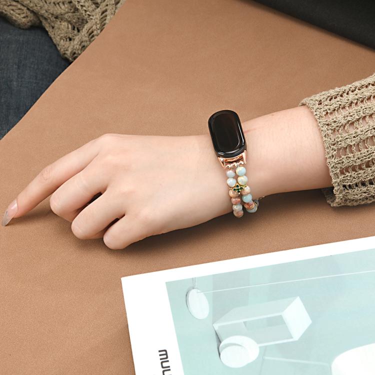 For Xiaomi Smart Band 10 / 9 / 8 Dual Row Beaded Chain Watch Band