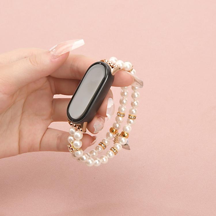 For Xiaomi Smart Band 10 / 9 / 8 Dual Row Beaded Chain Watch Band