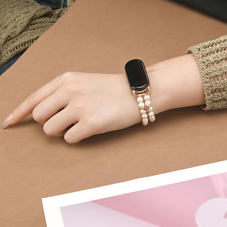 For Xiaomi Smart Band 10 / 9 / 8 Dual Row Beaded Chain Watch Band