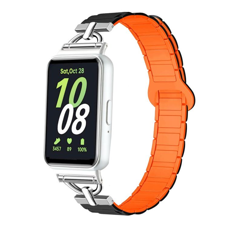 For Samsung Galaxy Fit3 D-shaped Tri-beads Magnetic Silicone Watch Band