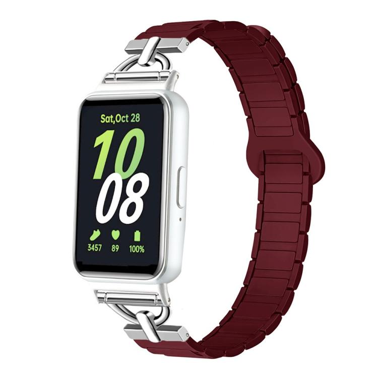 For Samsung Galaxy Fit3 D-shaped Tri-beads Magnetic Silicone Watch Band