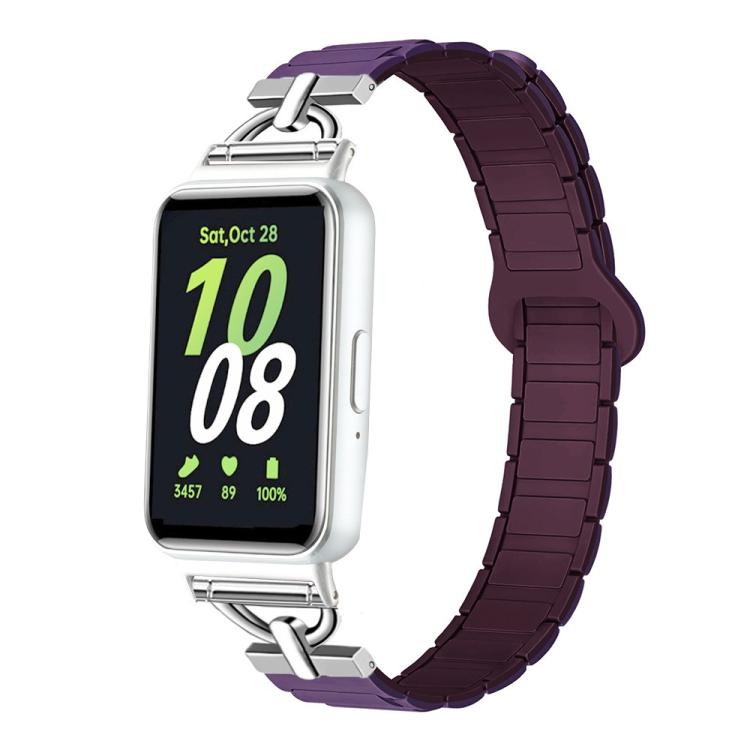 For Samsung Galaxy Fit3 D-shaped Tri-beads Magnetic Silicone Watch Band