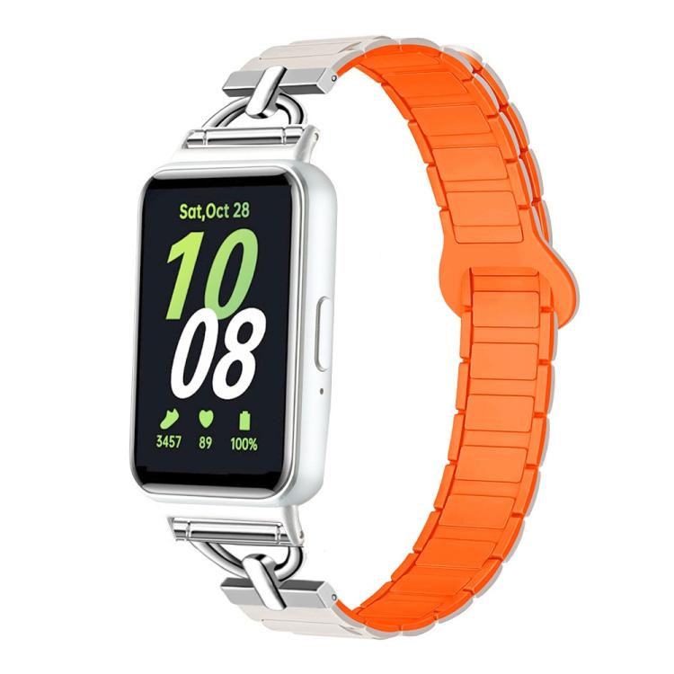For Samsung Galaxy Fit3 D-shaped Tri-beads Magnetic Silicone Watch Band