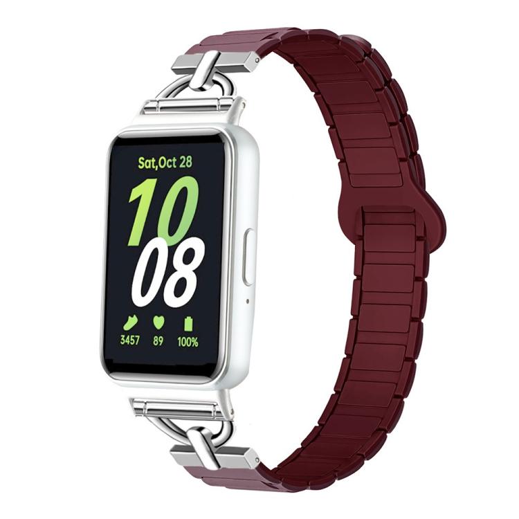For Samsung Galaxy Fit3 D-shaped Tri-beads Magnetic Silicone Watch Band