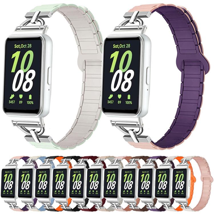 For Samsung Galaxy Fit3 D-shaped Tri-beads Magnetic Silicone Watch Band