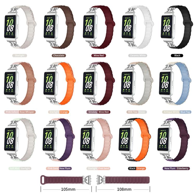 For Samsung Galaxy Fit3 D-shaped Tri-beads Magnetic Silicone Watch Band