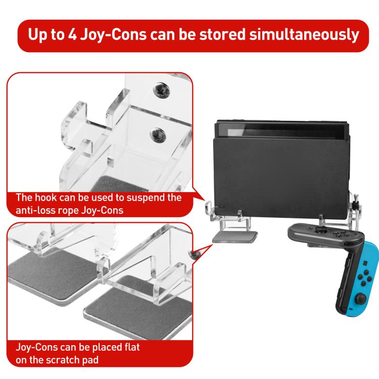 For Nintendo Switch 1 / 2 Acrylic Wall Split Symmetrical Storage Bracket - Transparent