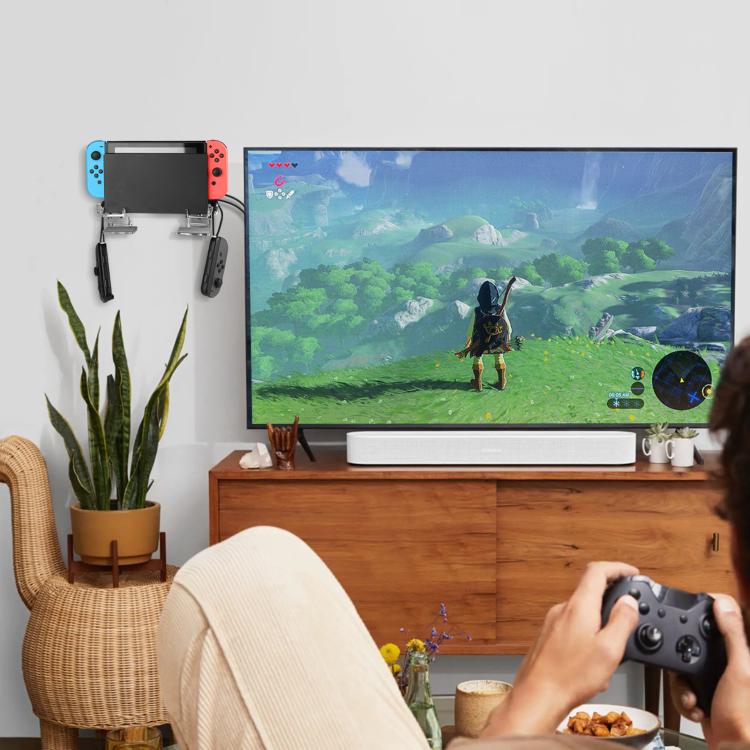 For Nintendo Switch 1 / 2 Acrylic Wall Split Symmetrical Storage Bracket - Transparent