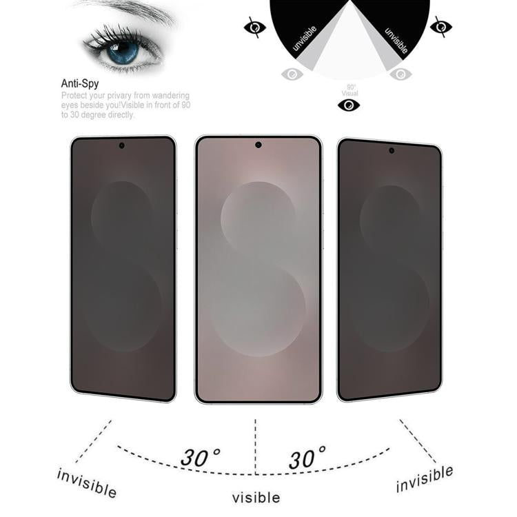 For Samsung Galaxy S25 Edge 5G 25pcs High Transparency Full Cover Anti-spy Tempered Glass Film, Support Fingerprint Unlocking
