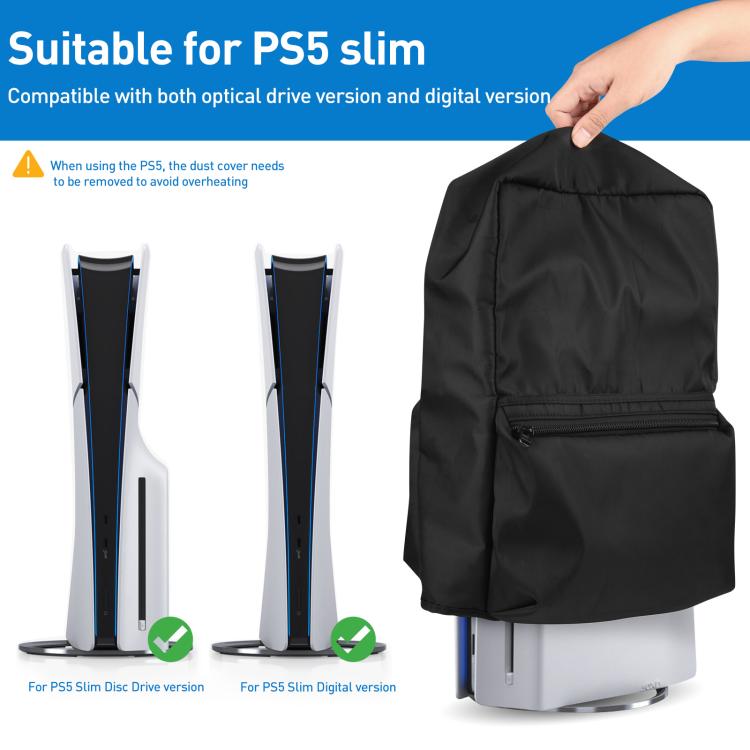 For Sony PlayStation 5 Slim Game Console Storage Dust Cover - Black