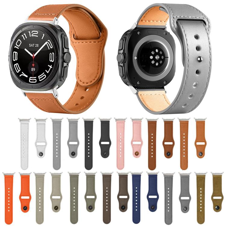 For Samsung Galaxy Watch Ultra 47mm / Ultra 2025 Rivet Reverse Buckle Leather Watch Band