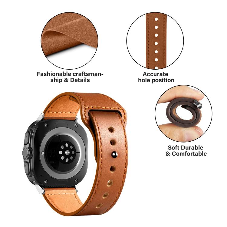 For Samsung Galaxy Watch Ultra 47mm / Ultra 2025 Rivet Reverse Buckle Leather Watch Band