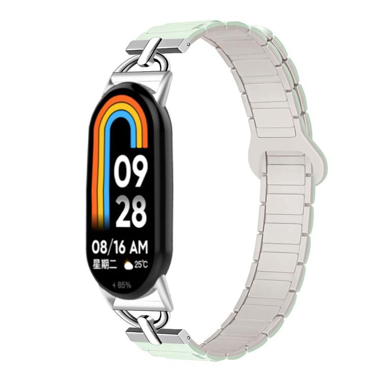 For Xiaomi Smart Band 10 / 9 / 8 D-shaped Tri-beads Magnetic Silicone Watch Band