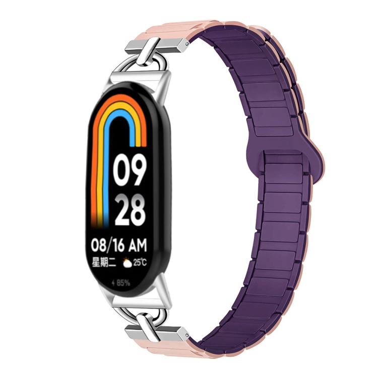 For Xiaomi Smart Band 10 / 9 / 8 D-shaped Tri-beads Magnetic Silicone Watch Band