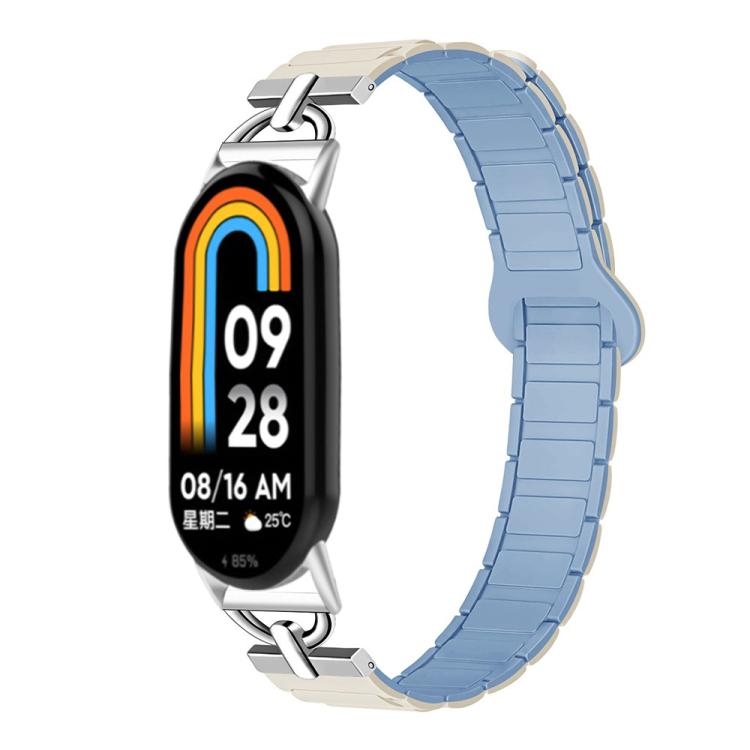 For Xiaomi Smart Band 10 / 9 / 8 D-shaped Tri-beads Magnetic Silicone Watch Band