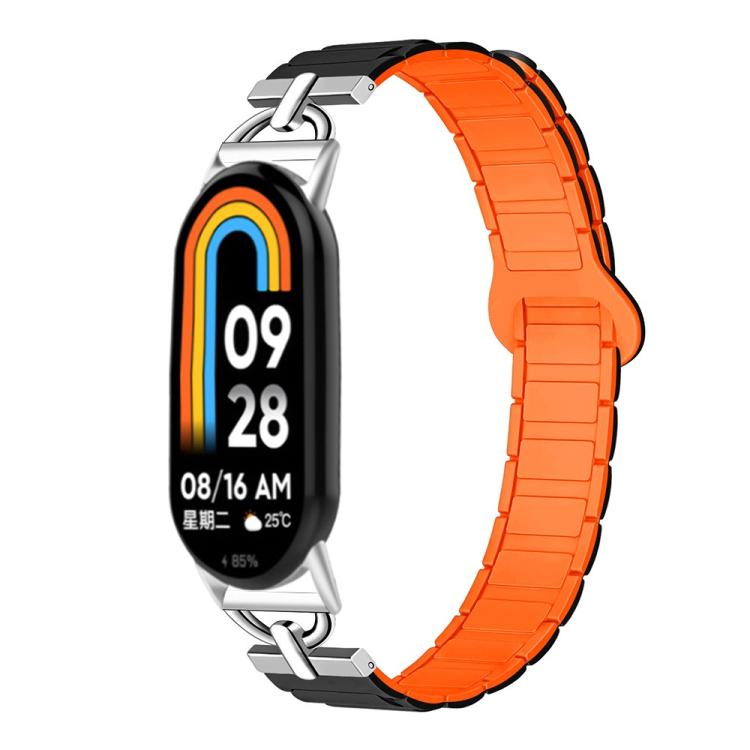 For Xiaomi Smart Band 10 / 9 / 8 D-shaped Tri-beads Magnetic Silicone Watch Band