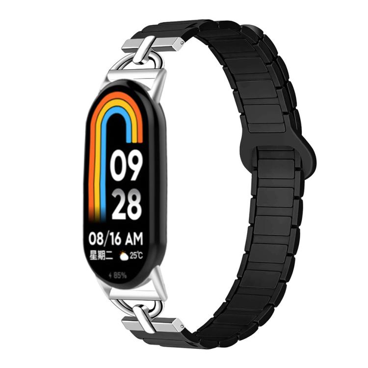For Xiaomi Smart Band 10 / 9 / 8 D-shaped Tri-beads Magnetic Silicone Watch Band