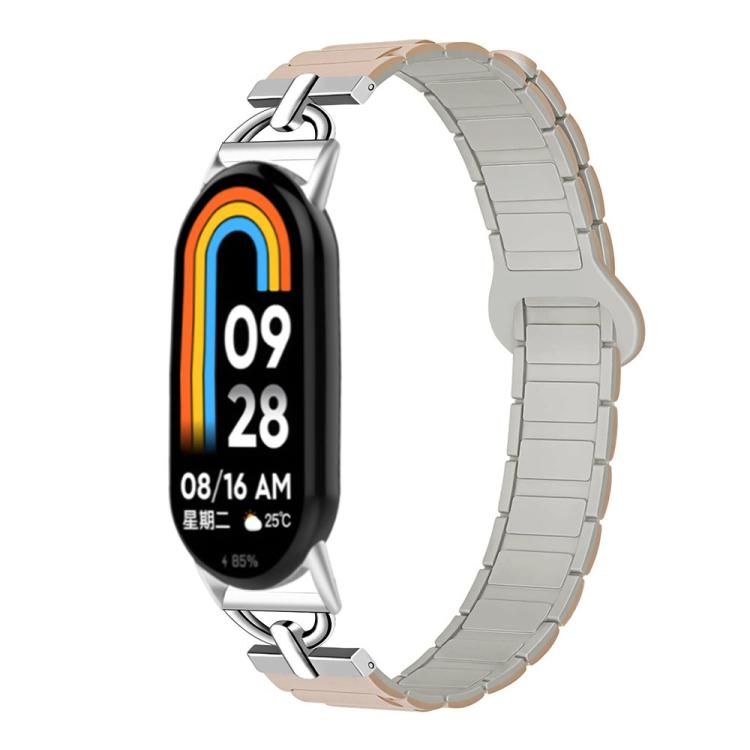 For Xiaomi Smart Band 10 / 9 / 8 D-shaped Tri-beads Magnetic Silicone Watch Band