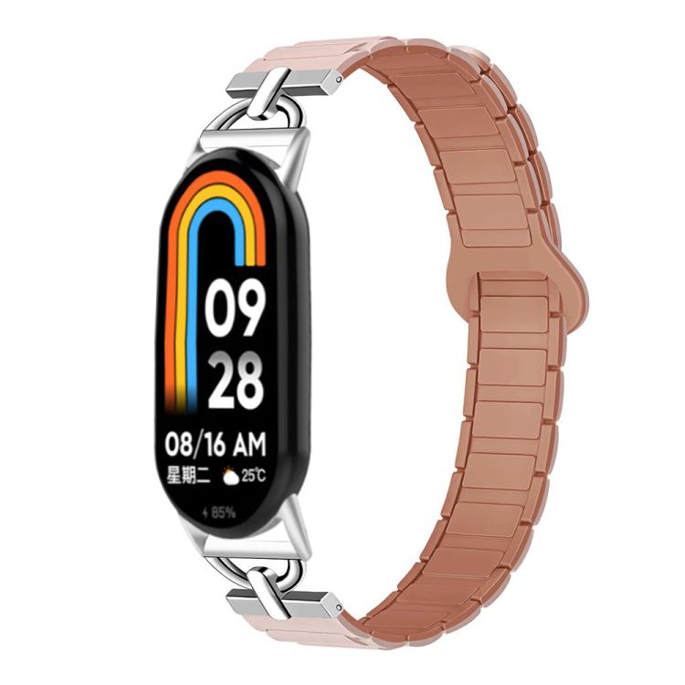 For Xiaomi Smart Band 10 / 9 / 8 D-shaped Tri-beads Magnetic Silicone Watch Band