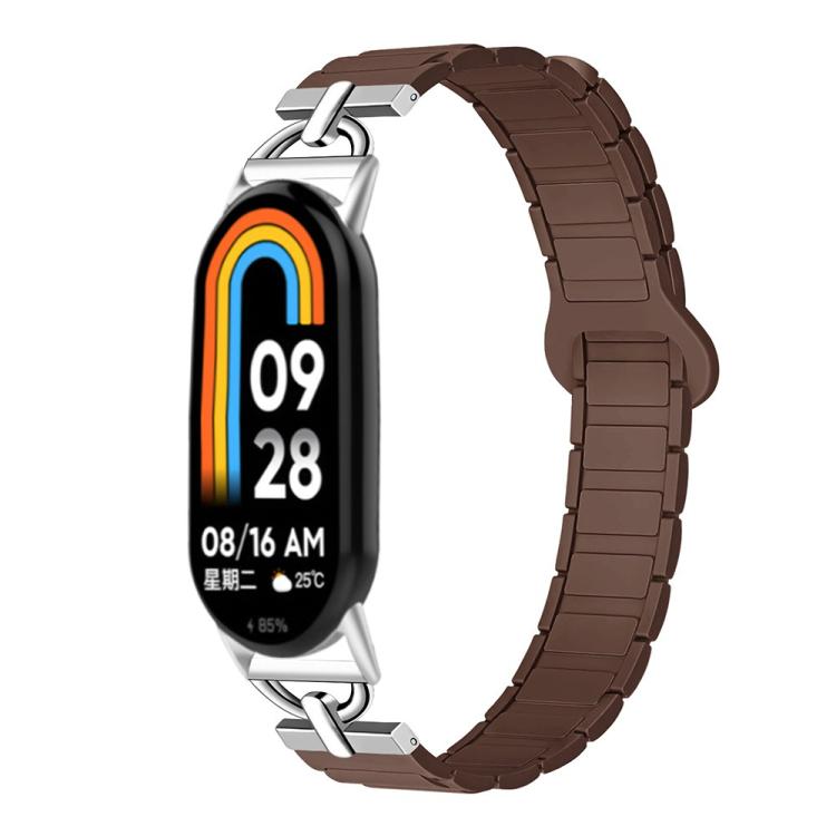 For Xiaomi Smart Band 10 / 9 / 8 D-shaped Tri-beads Magnetic Silicone Watch Band