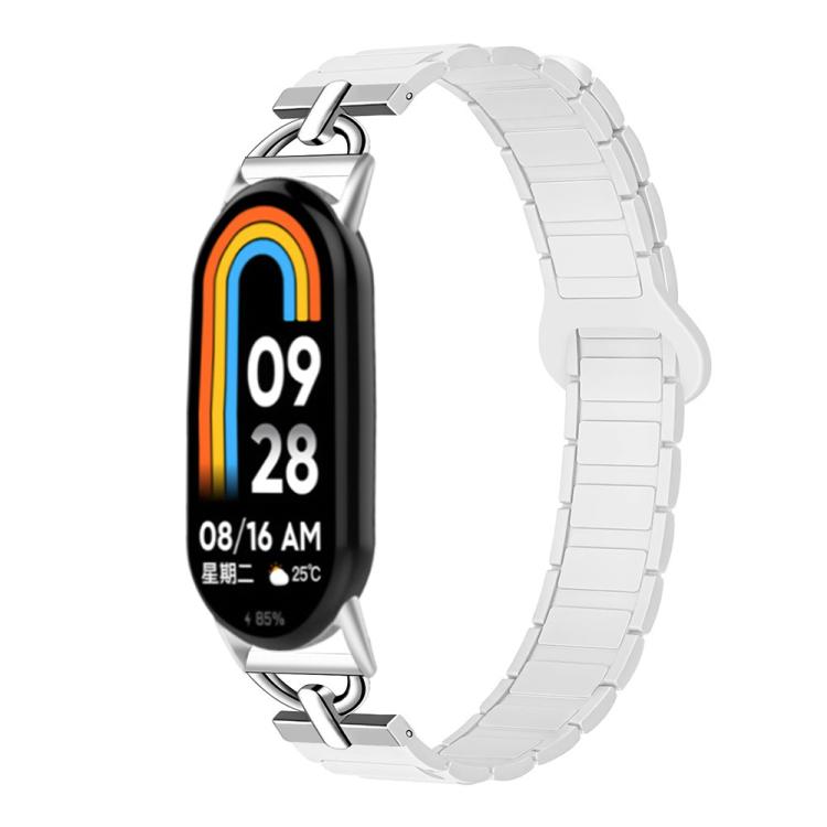For Xiaomi Smart Band 10 / 9 / 8 D-shaped Tri-beads Magnetic Silicone Watch Band