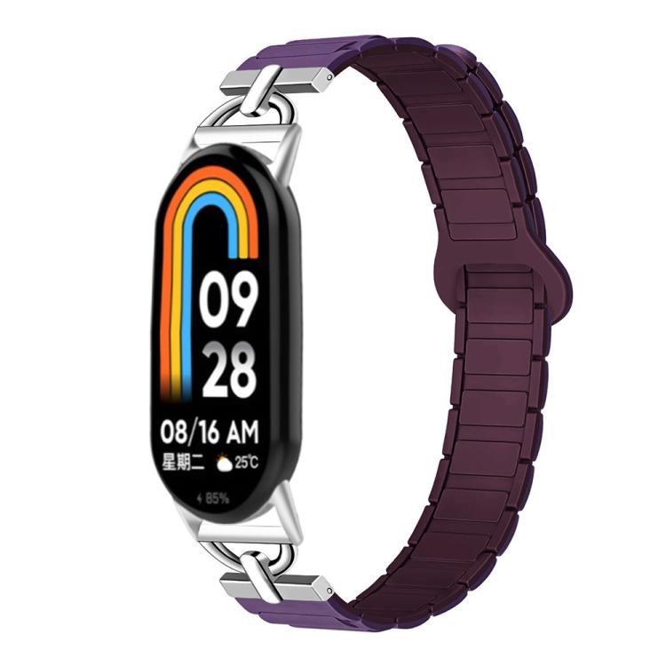 For Xiaomi Smart Band 10 / 9 / 8 D-shaped Tri-beads Magnetic Silicone Watch Band