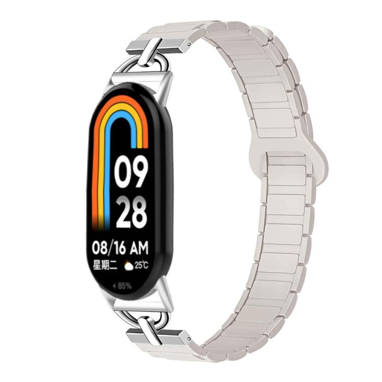 For Xiaomi Smart Band 10 / 9 / 8 D-shaped Tri-beads Magnetic Silicone Watch Band