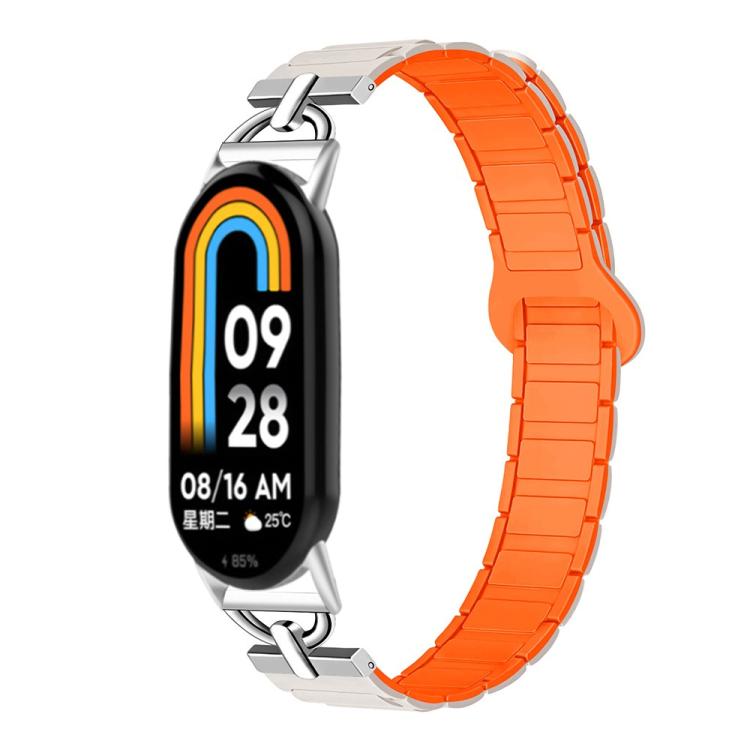 For Xiaomi Smart Band 10 / 9 / 8 D-shaped Tri-beads Magnetic Silicone Watch Band