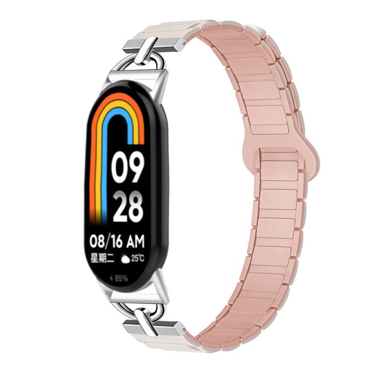 For Xiaomi Smart Band 10 / 9 / 8 D-shaped Tri-beads Magnetic Silicone Watch Band