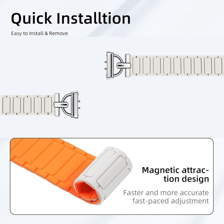 For Xiaomi Smart Band 10 / 9 / 8 D-shaped Tri-beads Magnetic Silicone Watch Band